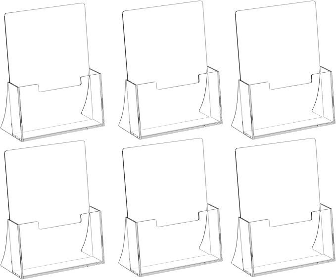 Acrylic Brochure Holder 6 x 9 Inch, 6 Pack Clear Acrylic Flyer Holder, Pamphlet by SUNQEBO