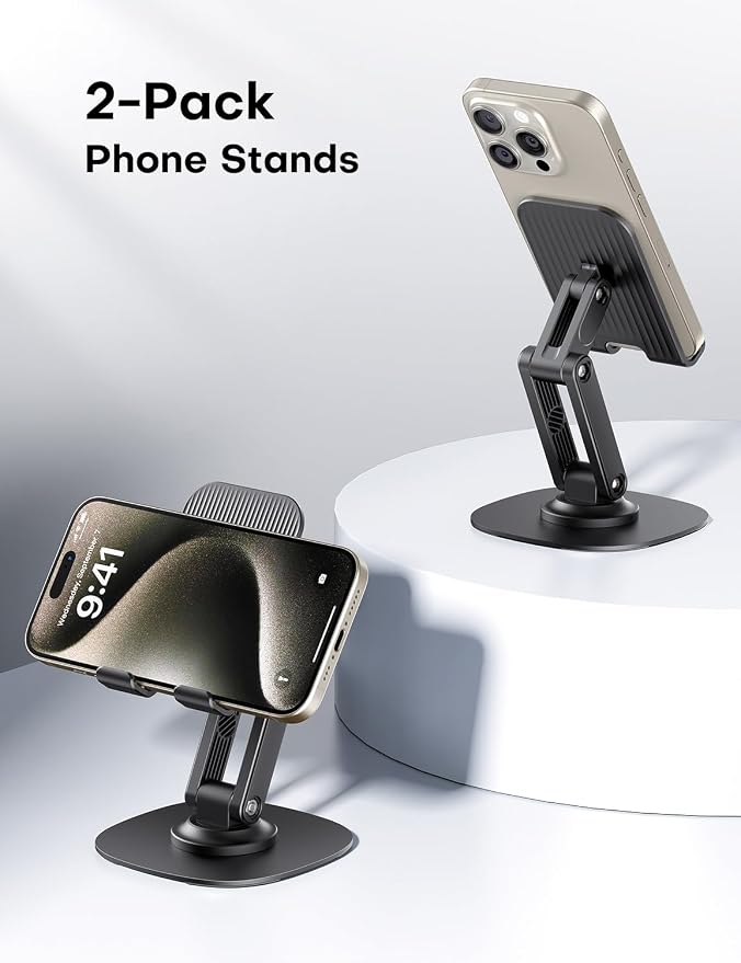 OMOTON Cell Phone Stand for Desk, 2 Pack Adjustable Foldable Phone Holder - Image 2