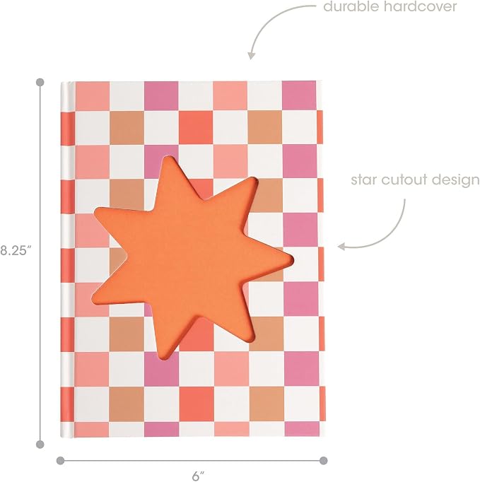 Pearhead Pink & Orange Star Cutout Hardcover Graph Notebook, 6.25x8.25 Grid - Image 2
