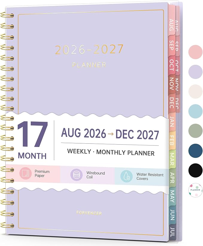 Aug 2026 - Dec 2027 Planner, Forvencer 17 Month Academic Planner 2026-2027 by Forvencer