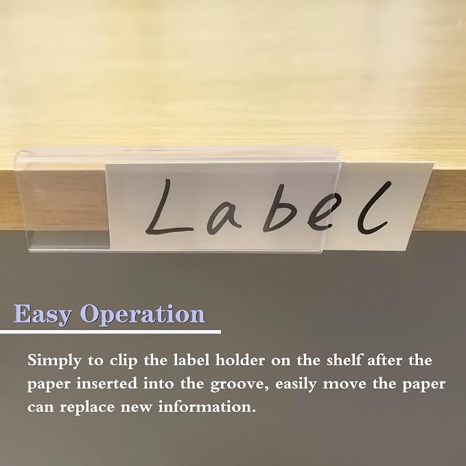 Shelf Label Holder, ELEMGULY 50 Pack Wood Shelf Label Holders Plastic Shelf - Image 7