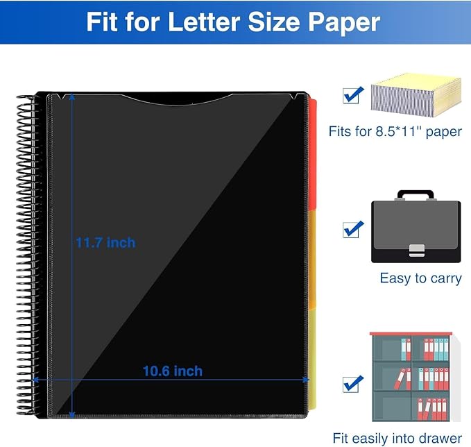 Forvencer 24 Pocket Project Organizer, 1/3-cut Tab Binder Organizer - Image 2