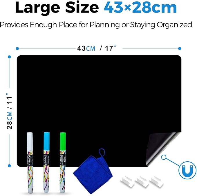 Magnetic Black Dry Erase Board Sheet 17" x 11" - Image 3