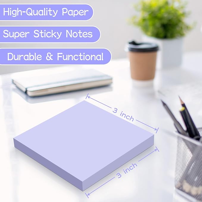 18-Pack Sticky Notes 3x3 Inch, 1008 Sheets Super Sticky Pastel Memo Pads - Image 3