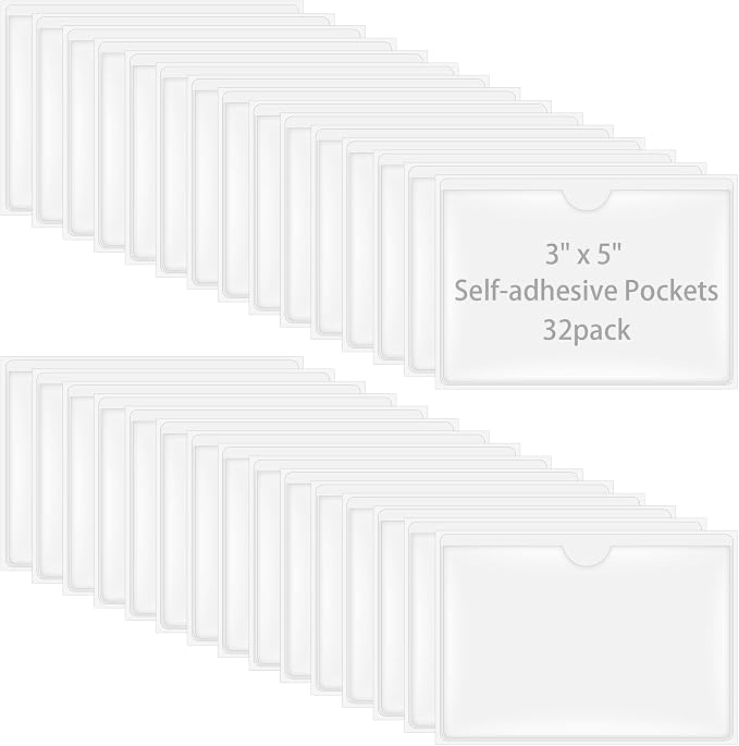 Antner 32 Pack Self-Adhesive Index Card Pockets by Antner