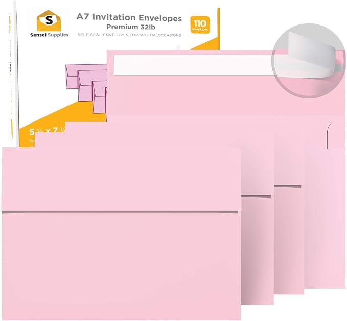 110 5x7 Pink Invitation Envelopes by SenseiSupplies