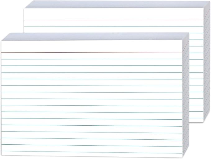 50 Pack 5x8 Ruled Index Cards by JINMIKEJI