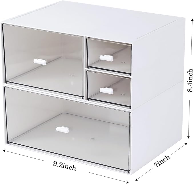 MILULUGO Desk Organizer with 4 Drawers, Makeup Organizer, Desktop Storage Box - Image 3
