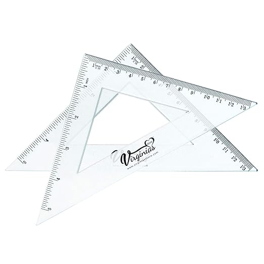 Virginia's Store 5 inch/13cm 90 Set-Squares Pack of 24, Crystal Clear Transparent, Shatter Resistant Plastic, Single-piece Plastic Molding, Drafting Tool Set, Ruler-DeskLoop Office