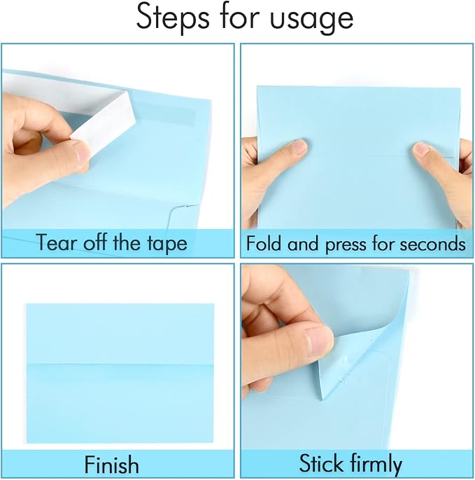 100 Pack A2 Baby Blue Envelopes Self Sealing Adhesive Perfect - Image 2