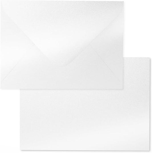 Shimmer Shiny White Envelopes 5.25 x 7.25 inches 100 PCS, Goefun A7 Euro V Flap by Goefun
