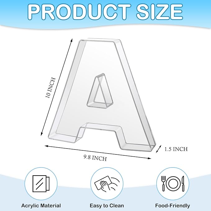 10" A Clear Acrylic Letter Charcuterie Board Box, Reusable Fillable Decorative - Image 2