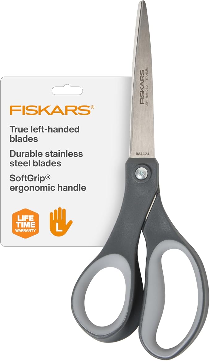 Fiskars 8” Left-Handed Titanium Scissors, SoftGrip Handle by Unknown