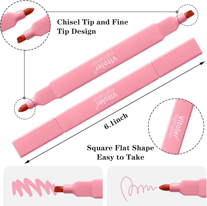 Vitoler 8pcs Aesthetic Highlighters, Chisel & Fine Tips Bible Highlighters | - Image 4