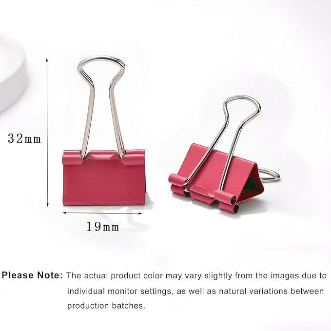 50 Pack Small Red Binder Clips 3/4 Inch, Colored Little Paper Clamps, Tiny Mini - Image 2