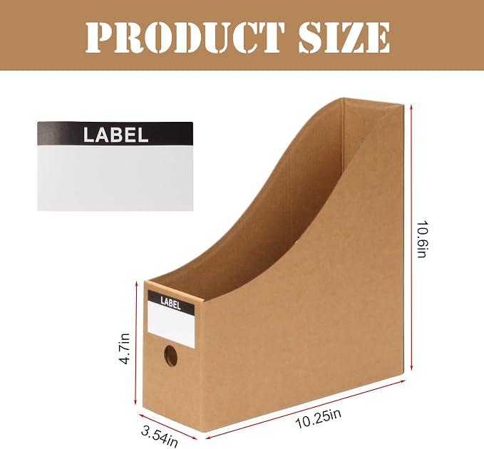 24 Pcs Cardboard Magazine File Holders, Bulk Kraft Paper Magazine Book Bin Box - Image 7