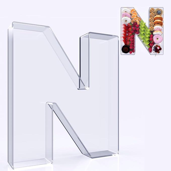 11" Acrylic Letter Charcuterie Box, Reusable Fillable Alphabet Number Shaped by RUFHVTY