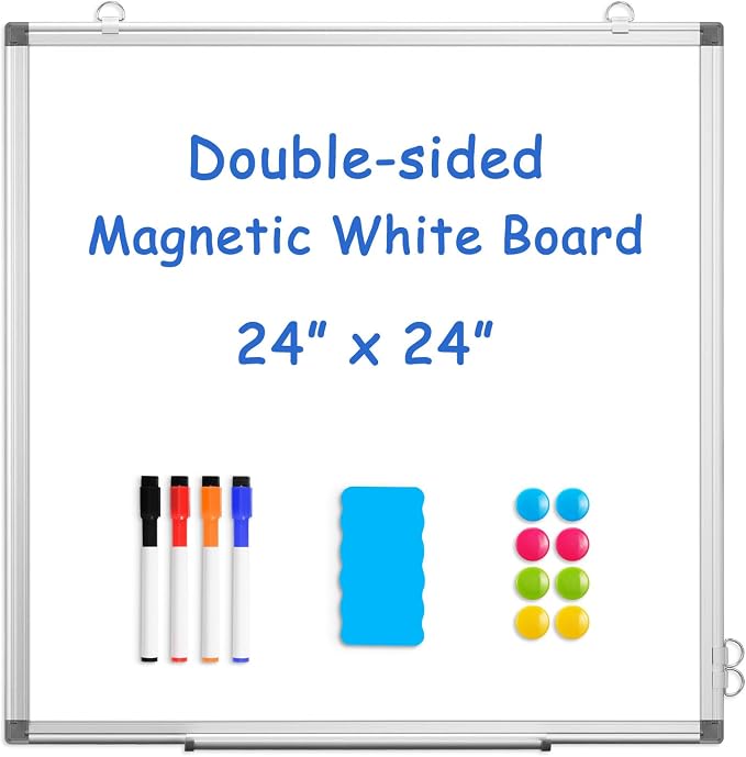 WALGLASS Double-Sided White Board, Hanging Mounted Whiteboard Silver Aluminium by WALGLASS