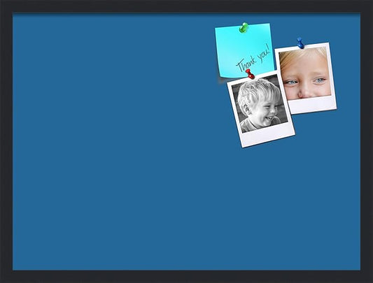 PinPix 27x20 Inch Cork Bulletin Board. This Decorative Framed Pin Board Comes with Navy Pastel Design and a Satin Black Frame. Ideal for Home Office Decor or Message Board (PinPix-1811)-DeskLoop Office