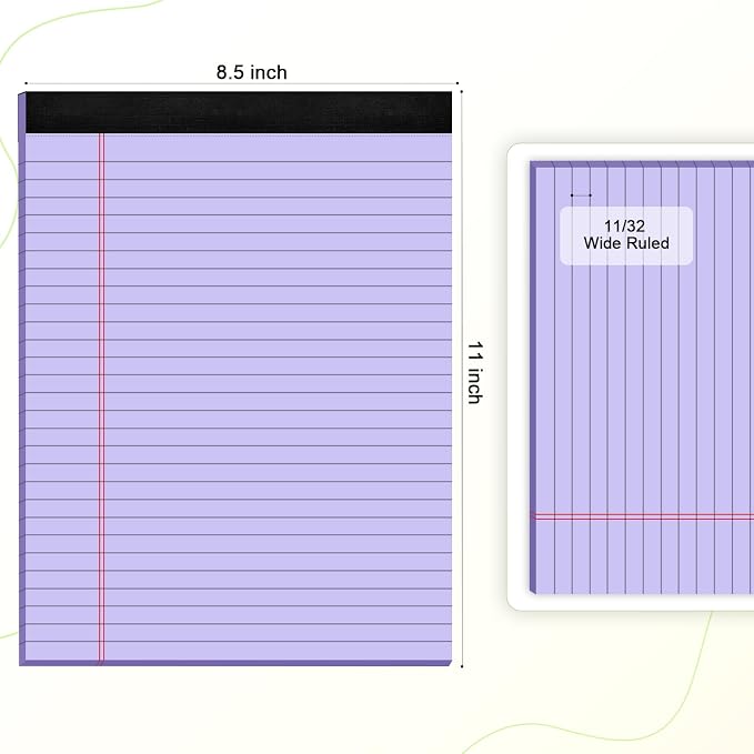 AILZFEI Colored Legal Pads 8.5 x 11 Note Pads 8.5 x 11 inch, Wide Ruled Clear - Image 2