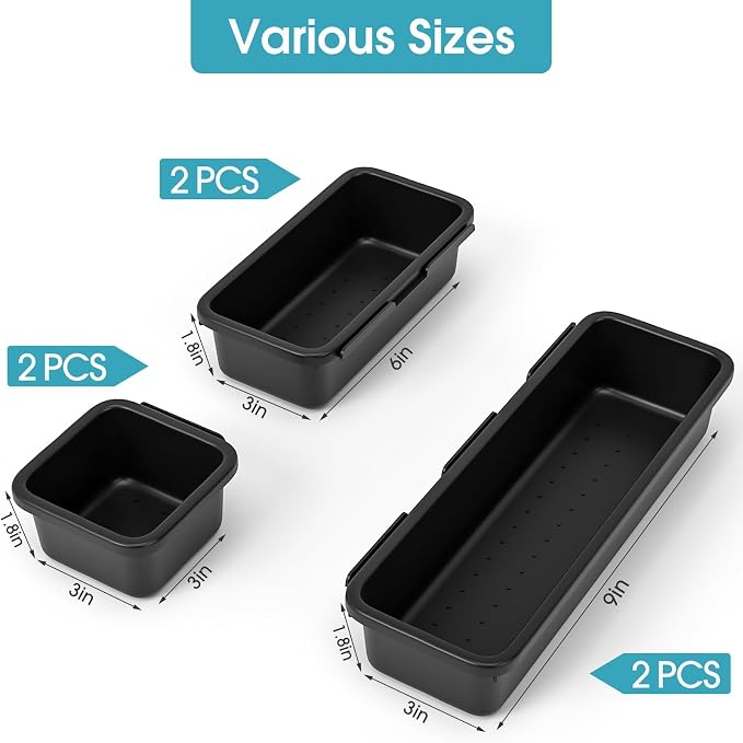 6 PCS Drawer Organizer Set, 3 Size Makeup Drawer Divider Organizer - Image 2