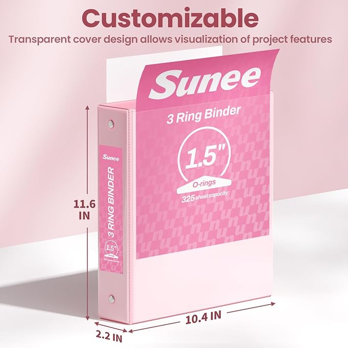 SUNEE 1.5 Inch Binders 3 Ring 4 Pack - Image 7