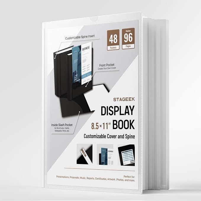 STAGEEK 48-Pocket Portfolio Binder Display 96 Pages, 8.5x11 Binder by STAGEEK