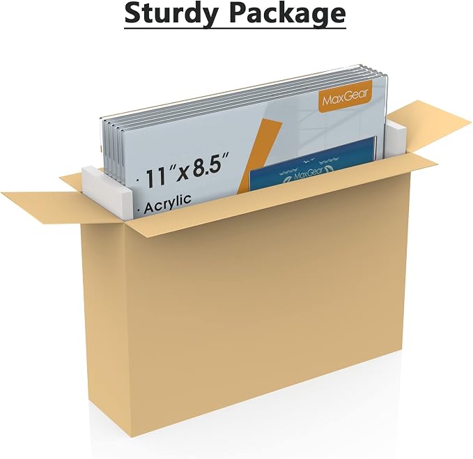MaxGear Acrylic Sign Holder 8.5 x 11 Wall Mount, 6 Pack, Landscape | Includes - Image 8