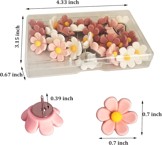 Flower Cute Push Pins for Bulletin Board Decorations, Office Decor for Women - Image 2