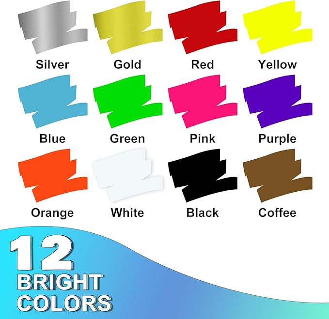 FansArriche Jumbo Chalk Markers, 15mm Window Markers for Glass Washable, 12 Colors Liquid Chalk Marker Erasable for Chalkboard, Blackboard, Car-DeskLoop Office