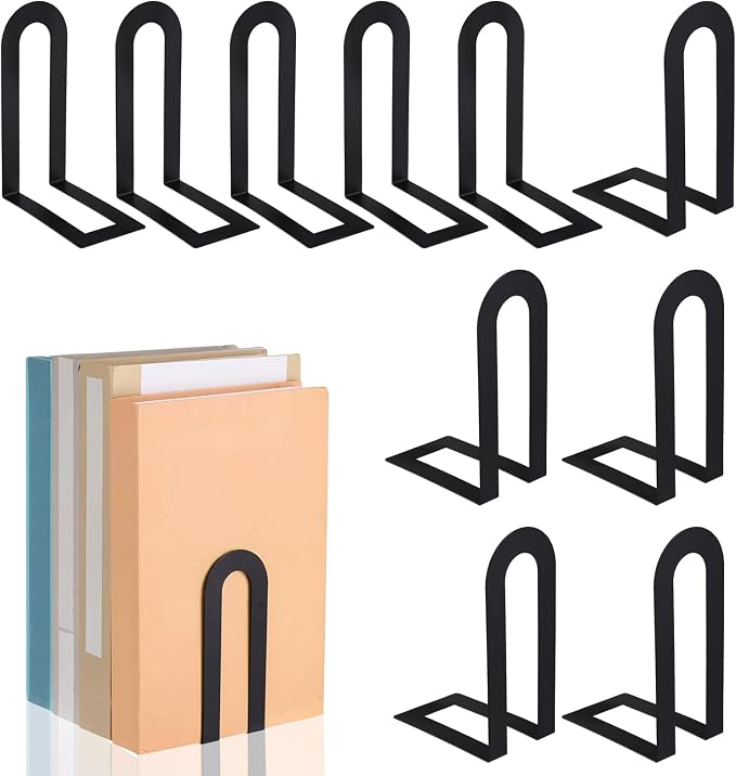 Chunful 10 Pcs Metal Book Ends for Shelves Modern Bookends Decorative Book by Chunful