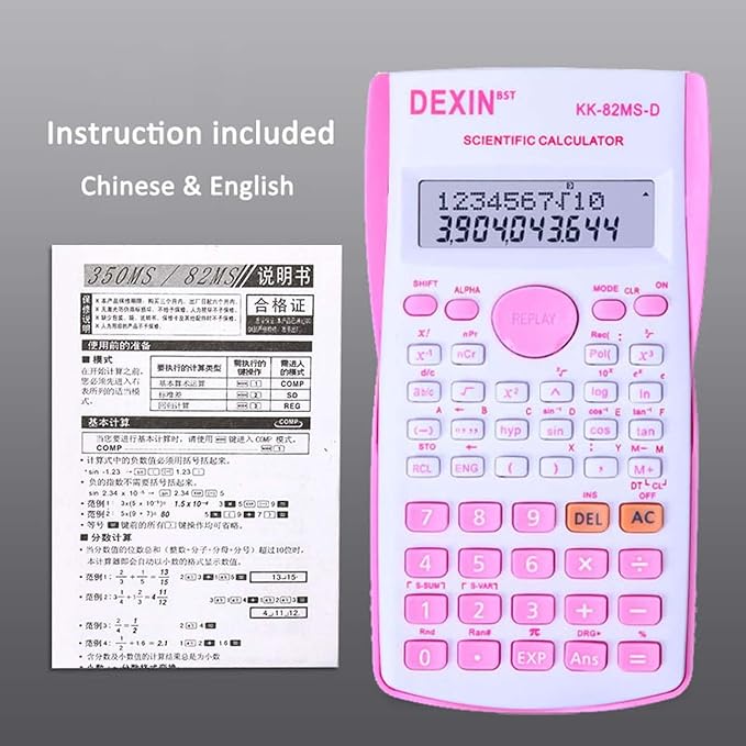 Scientific Calculators Desktop, Scientific Calculators for Students, Scientific Calculator 240 Functions 2 Line 10+2 Digits, Desk Math Calculator for School (Pink and White)-DeskLoop Office