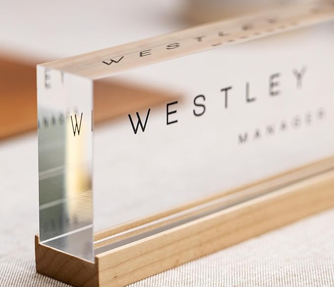Personalized Acrylic Name Block w/Wooden Base - Image 8