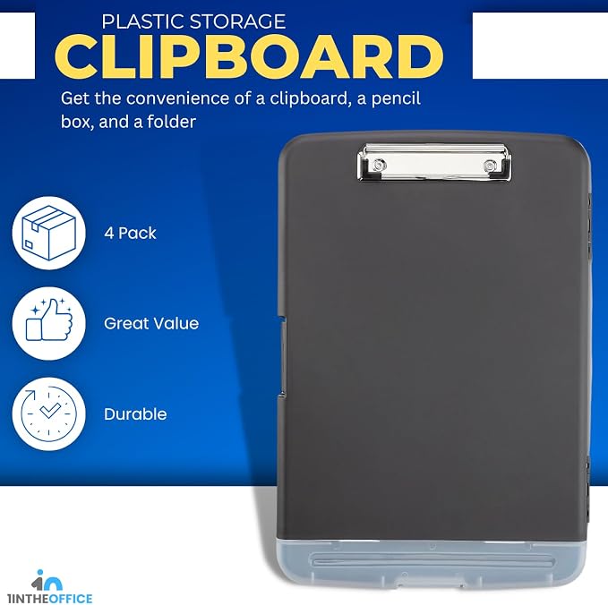 1InTheOffice Clipboard with Storage Box, Plastic Storage Clipboard - Image 2