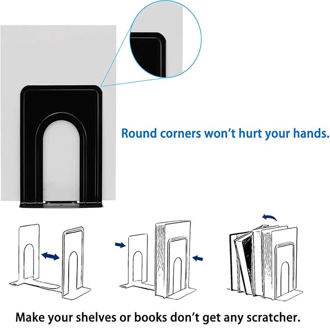 Metal Book Ends for Shelves, Book Shelf Holder Home Decorative, Book Ends for - Image 2