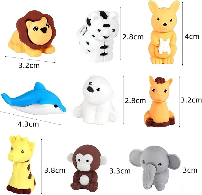 URSKYTOUS 90Pcs Animal Erasers Bulk Cute Desk Pets Kids Puzzle Erasers Take - Image 5