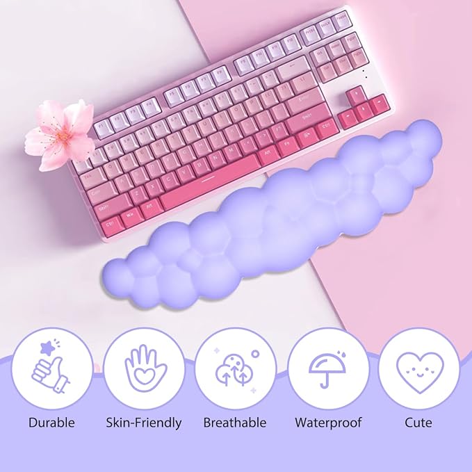 JIKIOU Upgrade Leather Cloud Keyboard Wrist Rest, Cloud Wrist Rest - Image 4