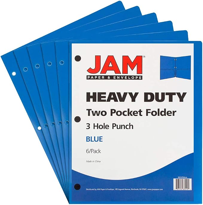 JAM PAPER Heavy Duty Plastic 3 Hole Punch School Folders - Image 2
