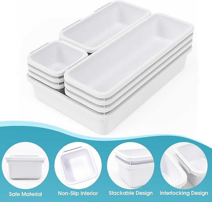 10 PCS Drawer Organizer Set, 4 Size Makeup Drawer Divider Organizer - Image 3