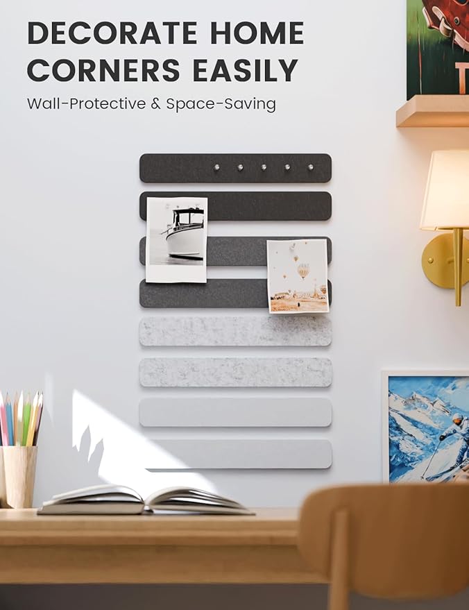 Fluxynara Cork Board Alternative Felt Strip Board 8-Pack 13"x2", Office Pin - Image 4