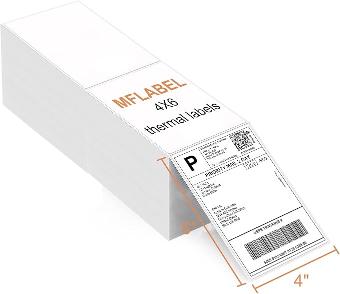 MFLABEL 4x6 Direct Thermal Labels 4" x 6" Perforated Shipping Labels Compatible - Image 2