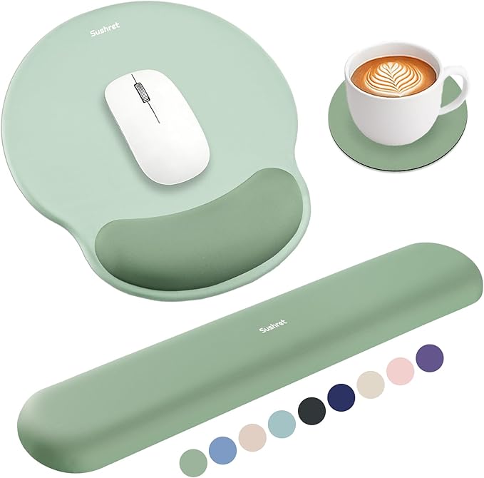 Sushret Mouse Pad and Keyboard Wrist Rest, 3-in-1 Gel Memory Foam Ergonomic by Sushret