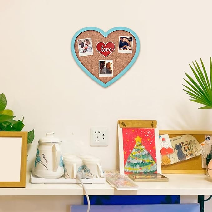 BENECREAT Heart Pin Cork Board, Bulletin Display Board Wall Mounted Cork Board - Image 5