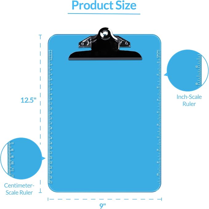 Pack of 6 Plastic Clipboards - Image 4