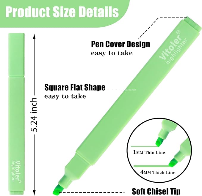 Highlighters, Quick Dry, Chisel Tip, Aesthetic Bible Highlighter No Bleed - Image 2
