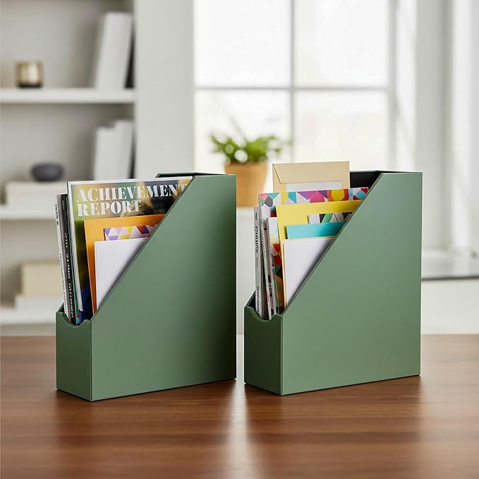 UnionBasic Magazine File Holder, Leatherette Desktop Document Organizer - Image 4