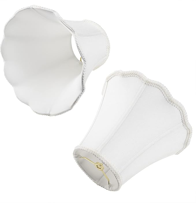 Bell Lamp Shade, Saangseon White Scalloped Lampshade Replacement, Lamp Harp - Image 6