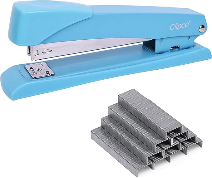Clipco Stapler with 2000 Staples Full Desk Size Multi Color Red Gray Blue - Image 5