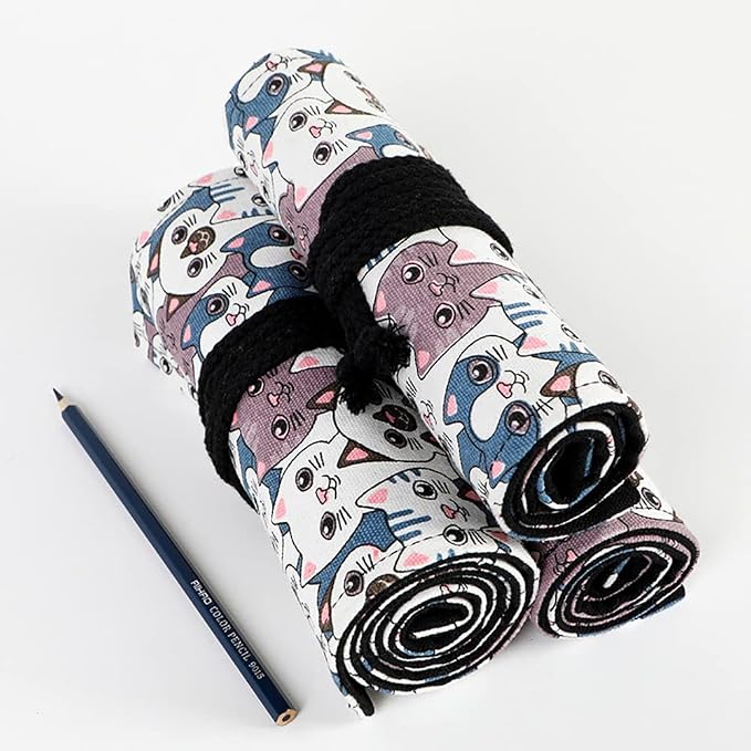 DIYOMR 24/36/72 Slots Pencil Wrap Pencil Rolls, Artist Colored Pencils Roll Up - Image 4