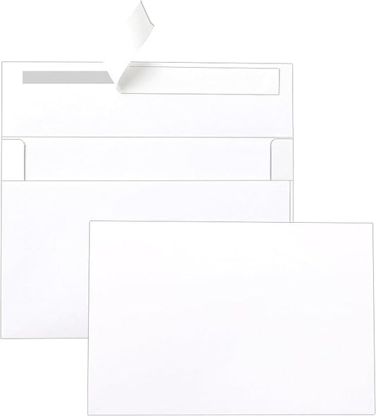 Silunkia White Blank Flat Cards and Envelopes 4 x 6 Heavyweight Single Panel by Silunkia